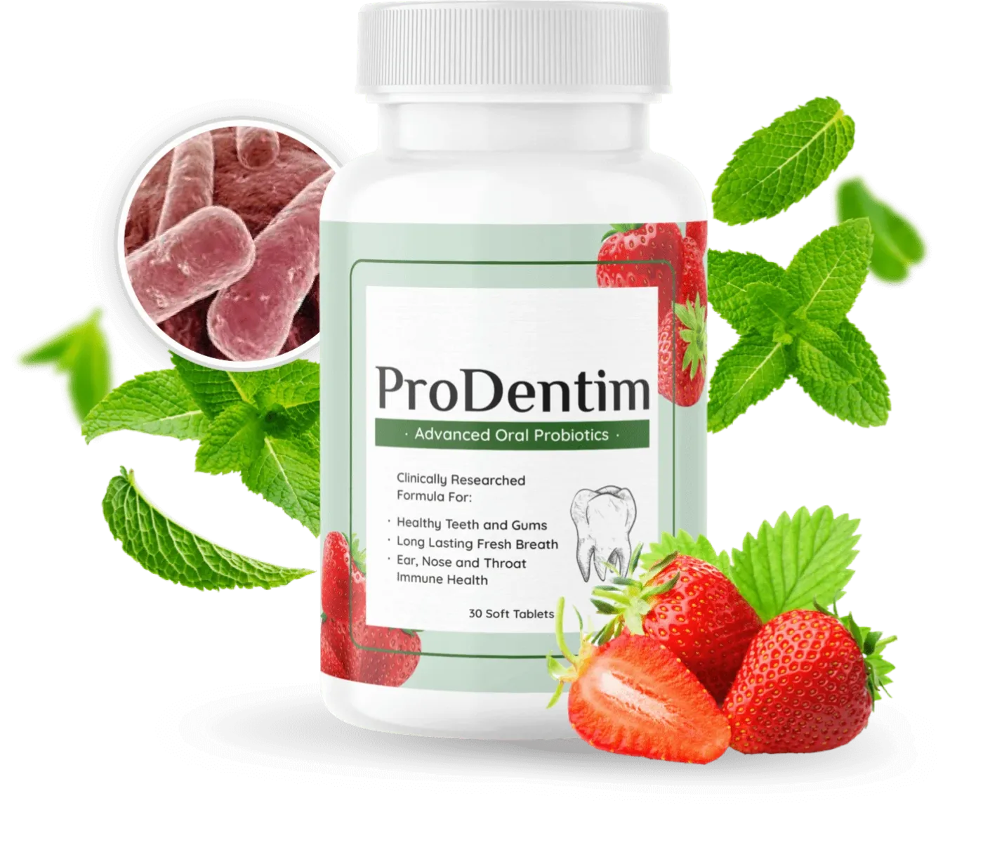 A single bottle of ProDentim advanced oral probiotics featuring 3.5 billion CFU for gum health and dental mineral restoration.